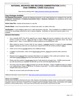 NATF Form 92 Criminal Case Order