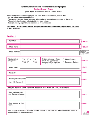 Content of project report - SpeakUp Project Report - Ontario - edu gov on