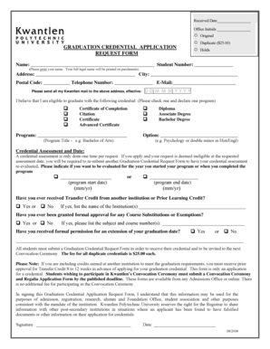 Graduation Credential Application Request Form