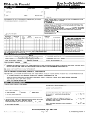 Group Benefits Dental Claim Form