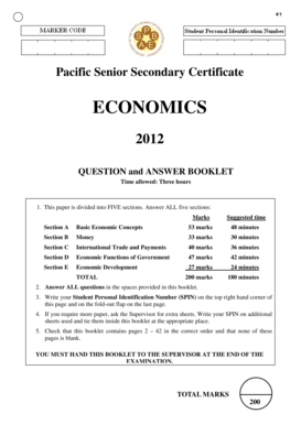 Pacific Senior Secondary Certificate Economics Exam