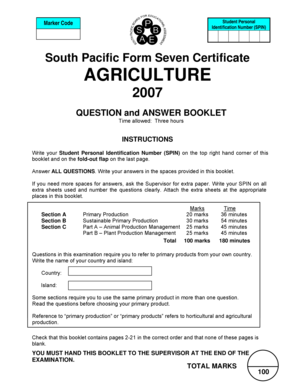 South Pacific Form Seven Agriculture Exam