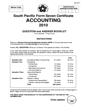 South Pacific Form Seven Accounting Exam