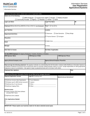 MultiCare User Registration Form