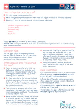 UK Postal Vote Application Form