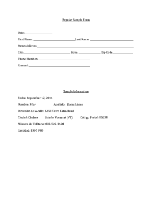 Sample Form Template