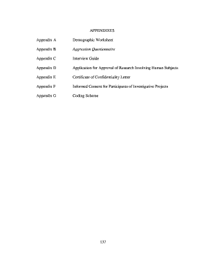 Demographic Worksheet