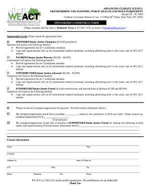 Sponsorship Form - WE ACT for Environmental Justice - weact