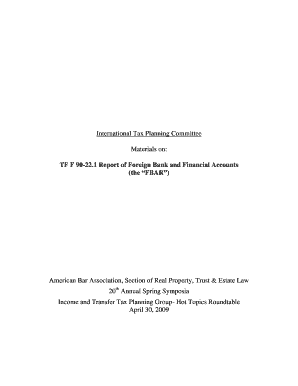 TD F 90-22.1 Report of Foreign Bank and Financial Accounts