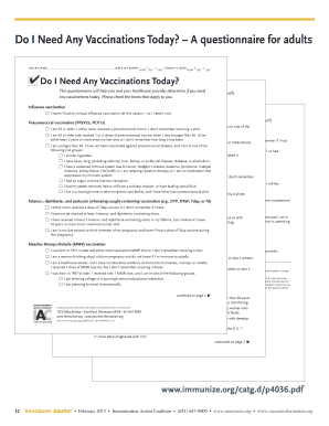 Vaccination Questionnaire for Adults
