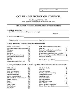 Food Premises Registration Application