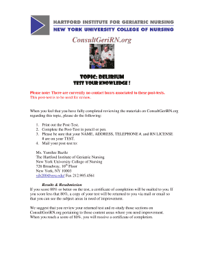 Delirium Post-Test for Nurses