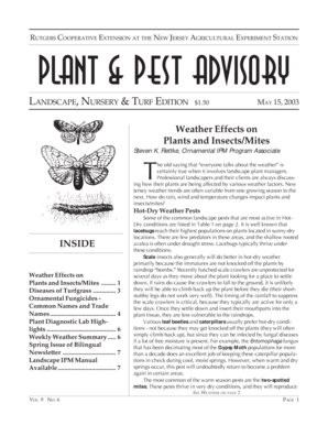 Plant & Pest Advisory. Landscape, Nursery & Turf edition, Vol. 9, No. 6 - njaes rutgers