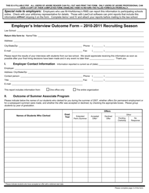 Employer Interview Outcome Form