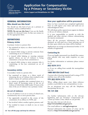 Application for Compensation by Primary or Secondary Victim
