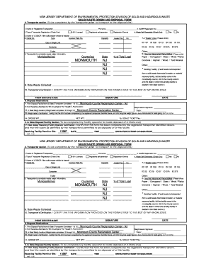 New Jersey Solid Waste Origin and Disposal Form