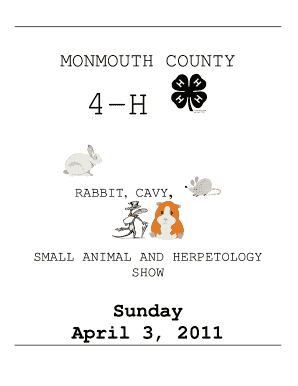 4-H Small Animal Show Booklet 2011 - Monmouth County