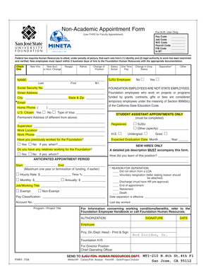 SJSU Non-Academic Appointment Form