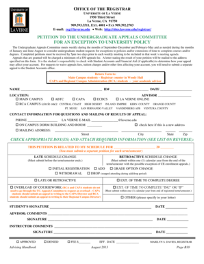 Petition to Undergraduate Appeals Committee