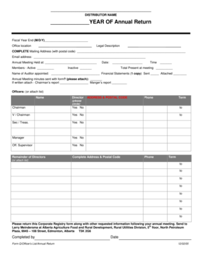 Alberta Annual Return Form