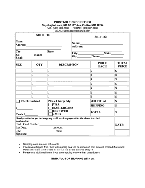 Printable Order Form