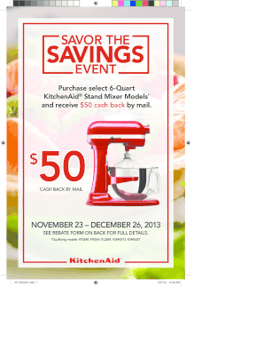 KitchenAid Stand Mixer Rebate Form