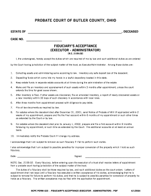 Fiduciary’s Acceptance Form
