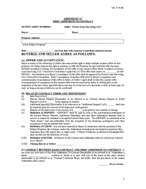 First Addendum to Contract