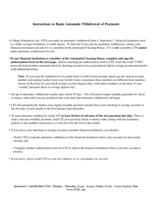 Authorization for Automatic Withdrawal