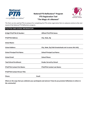 National PTA Reflections Program Registration Tool
