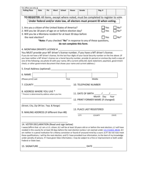 Montana Voter Registration Form