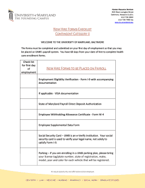 New Hire Forms Checklist