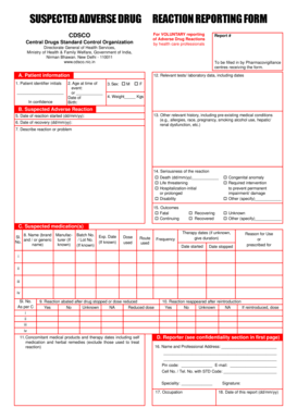 Adverse Drug Reaction Reporting Form