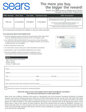 Bosch Kitchen Package Reward Certificate