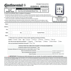 Continental Tire Promotion Form