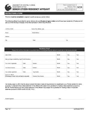 Senior Citizen Residency Affidavit