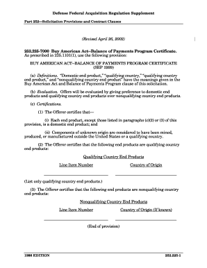 Buy American Act Certificate