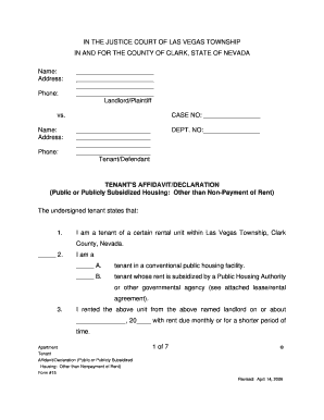 Tenant Affidavit/Declaration Form