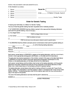 Texas Order for Genetic Testing