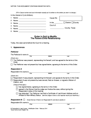 Texas Order to Modify Parent-Child Relationship