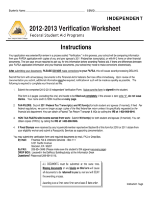 2012-2013 Independent Verification Form