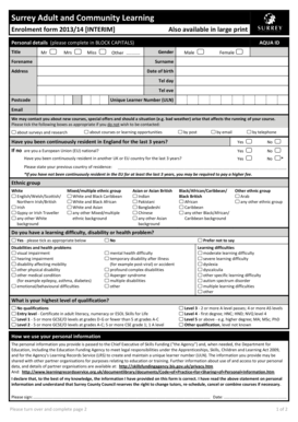 Surrey Adult and Community Learning Enrolment Form