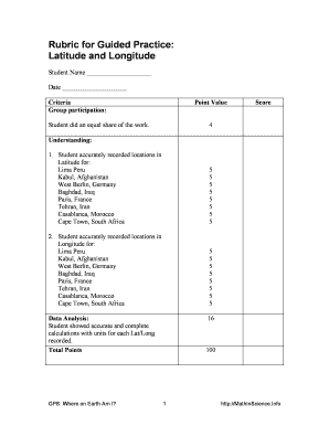 Performance Task Rubric - mathinscience