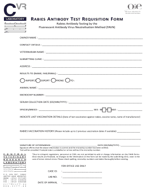 Fillable Online cvrl BRABIESb ANTIBODY TEST REQUISITION bFORMb Fax ...