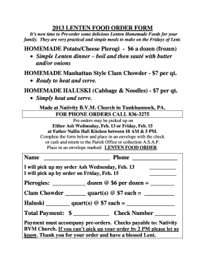 LENTEN FOOD ORDER FORM - bvm-smlorg