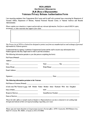 Veterans Privacy Release Authorization Form