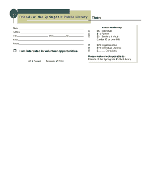 Friends of the Library Membership Form - Springdale Public Library - springdalelibrary