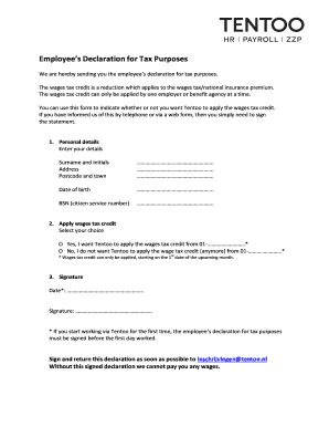 Employees Declaration for Tax Purposes - Tentoo - tentoo