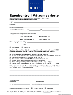 Swedish Wet Room Work Self-Check Form