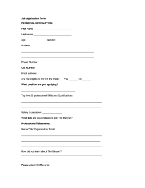 Subway application form - Job Application Form - The Banyan - thebanyan